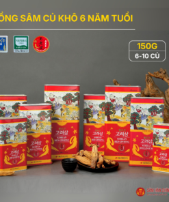 Hồng sâm củ khô 6 năm tuổi (Korean Red Ginseng 6Y 6-10 Root) 150g/hộp