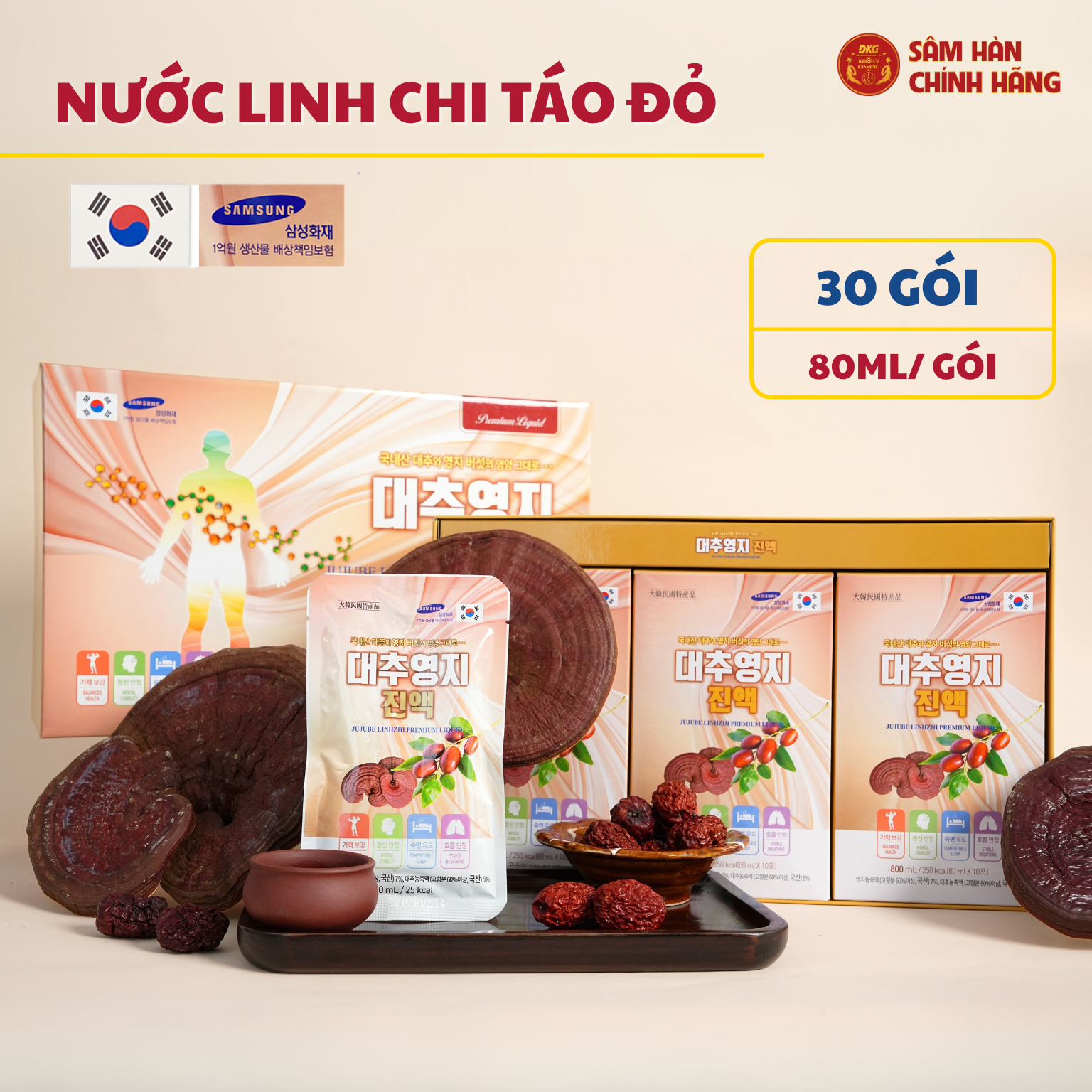 Linh chi táo đỏ Premium DKG