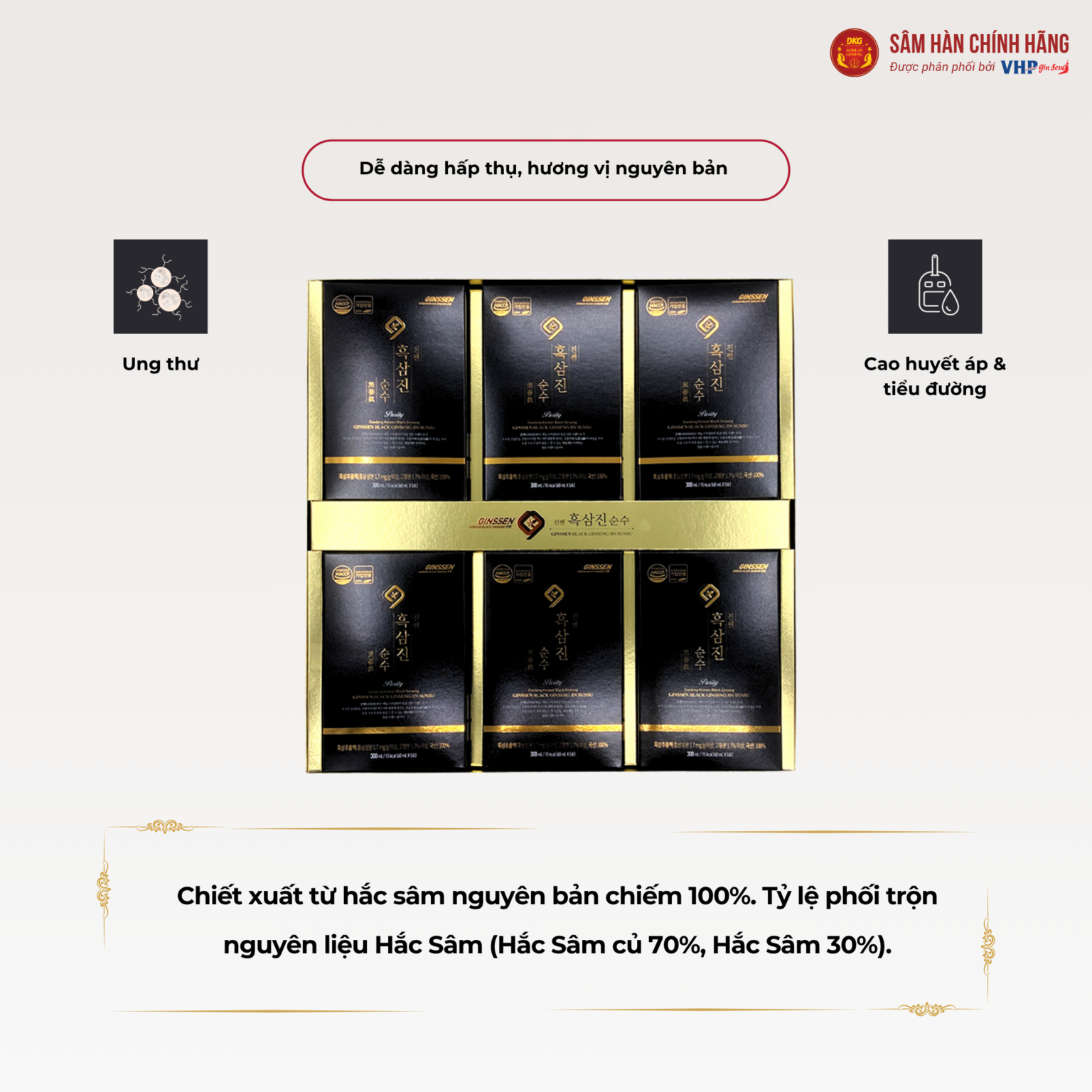 Nước hắc sâm Hàn Quốc (Ginssen Black Ginseng Jin Sunsu) 60ml*30gói/hộp