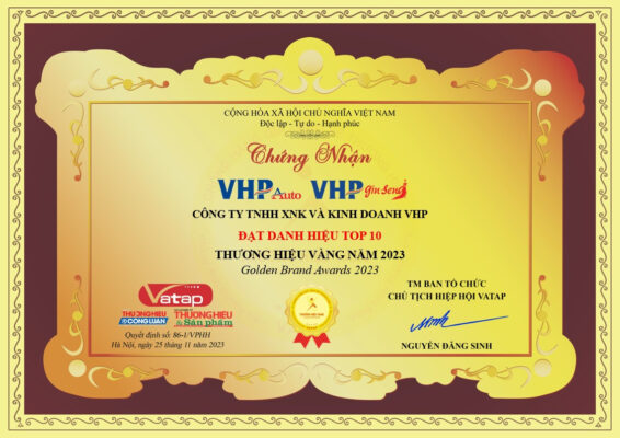 VHP nằm trong TOP 10 thương hiệu vàng Việt Nam 2023