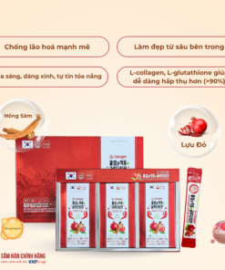 Nước Hồng Sâm & Lựu Glutathione Hàn Quốc (Korean Red Ginseng & Pomeganate Glutathione) 10ml*30stick/hộp