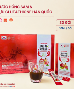Nước Hồng Sâm & Lựu Glutathione Hàn Quốc (Korean Red Ginseng & Pomeganate Glutathione) 10ml*30stick/hộp