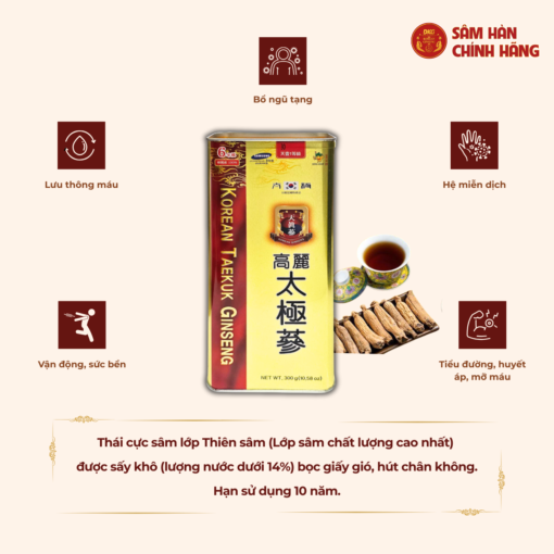 Thái cực sâm củ khô HQ (Thiên Sâm) 300g số 30 (30 củ) - Daedong