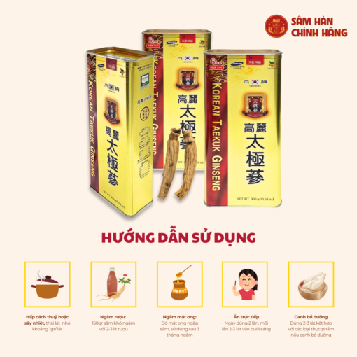 Thái cực sâm củ khô HQ (Thiên Sâm) 300g số 30 (30 củ) - Daedong