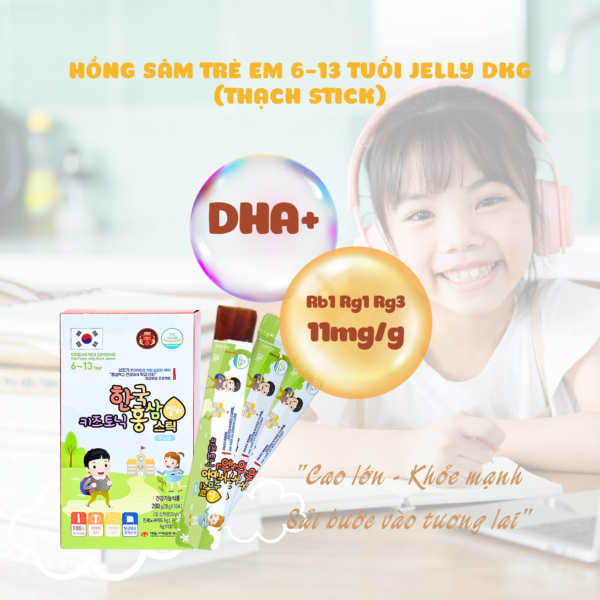 Hồng sâm trẻ em 6-13 tuổi Jelly DKG (thạch stick)