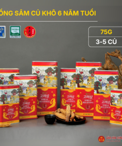 Hồng sâm củ khô 6 năm tuổi (Korean Red Ginseng 6Y 3-5 Root) 75g/hộp