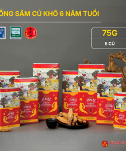 Hồng sâm củ khô 6 năm tuổi (Korean Red Ginseng 6Y 5 Root) 75g/hộp