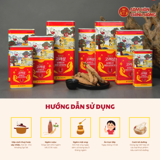Hồng sâm củ khô HQ Premium 37,5g (2-3 củ) - Daedong