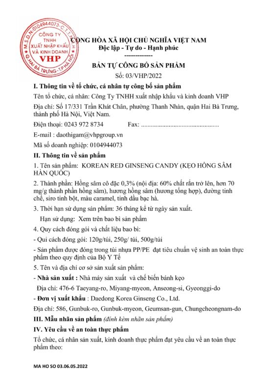 Hồng sâm Hàn Quốc