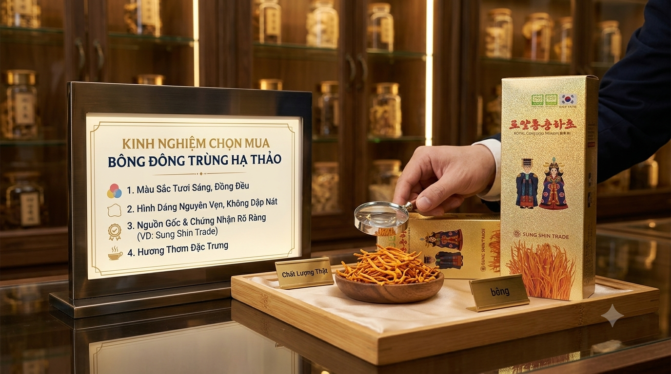 Kinh nghiệm chọn mua bông đông trùng hạ thảo thật, tránh hàng giả